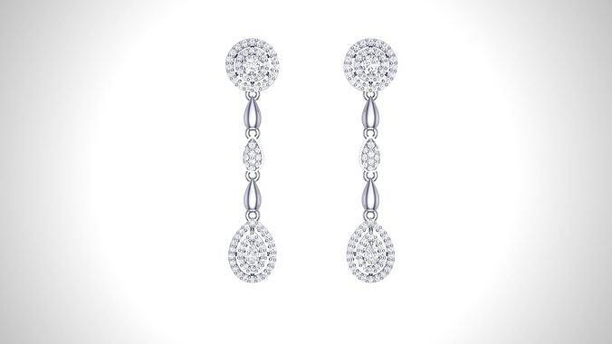Women Diamond Earrings stl obj gltf glb 3mf renders details 3D print model