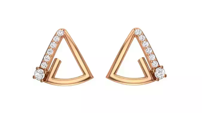Triangular Women Diamond Earrings stl obj gltf glb 3mf renders 