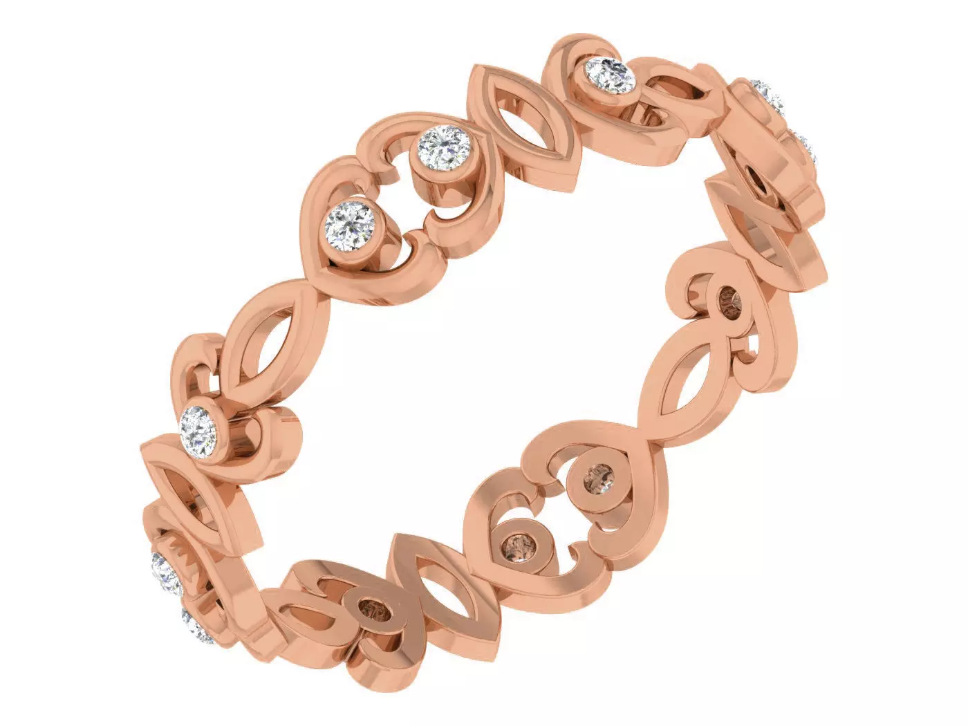 Diamond band ring 3dm stl obj gltf glb 3mf renders details 3D print model_0