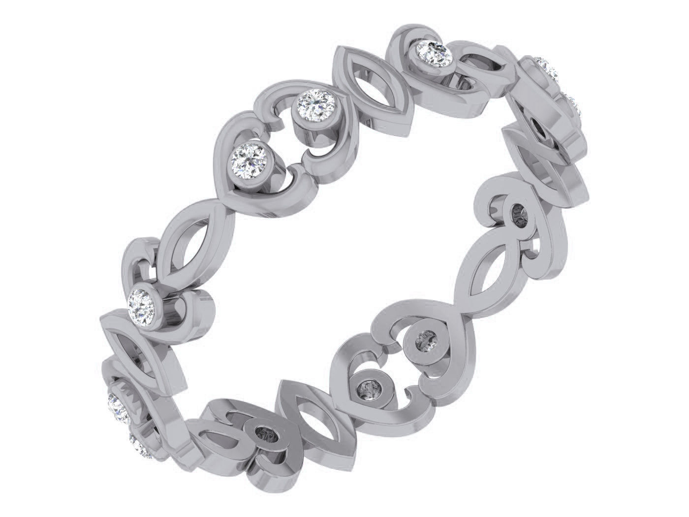 Diamond band ring 3dm stl obj gltf glb 3mf renders details 3D print model_1