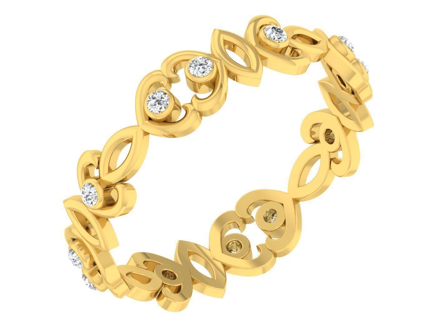 Diamond band ring 3dm stl obj gltf glb 3mf renders details 3D print model_2