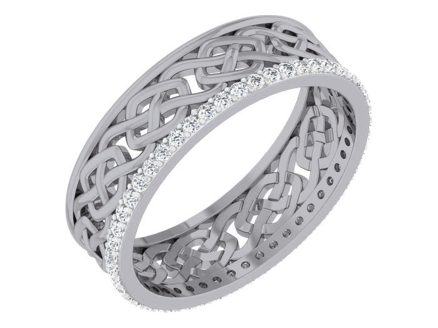 Diamond band ring 3dm stl obj gltf glb 3mf renders details 3D print model_1