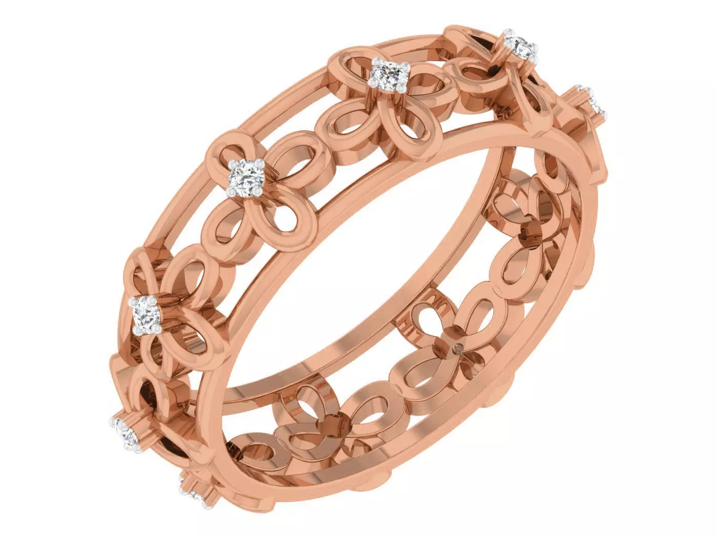 Diamond band ring 3dm stl obj gltf glb 3mf renders details 3D print model_0