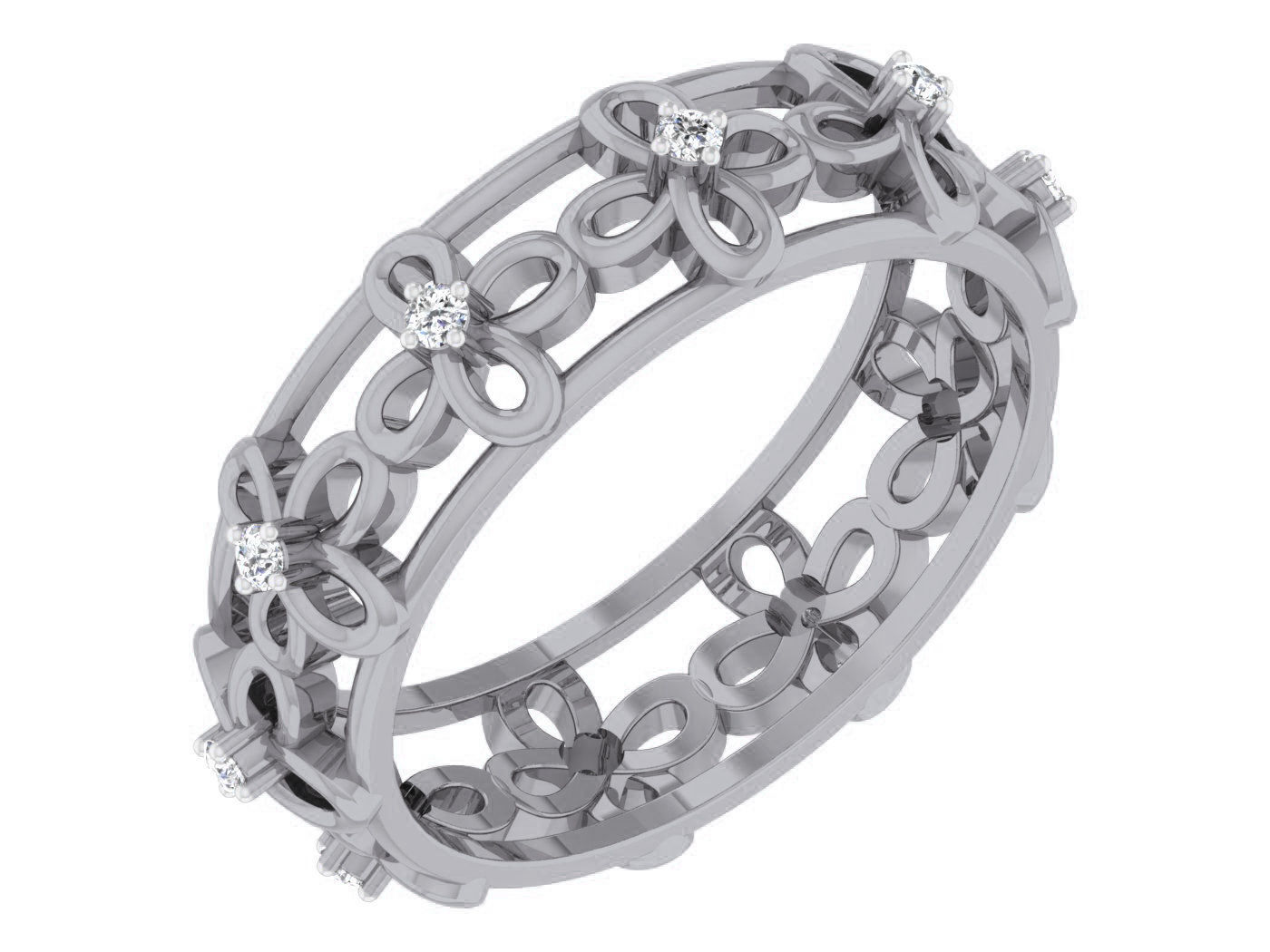 Diamond band ring 3dm stl obj gltf glb 3mf renders details 3D print model_1