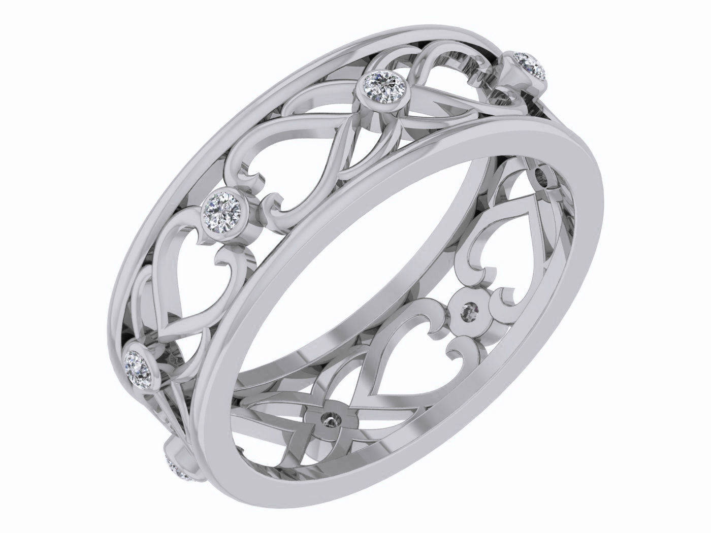 Diamond band ring 3dm stl obj gltf glb 3mf renders details 3D print model_2