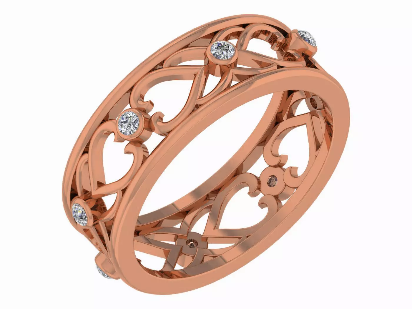 Diamond band ring 3dm stl obj gltf glb 3mf renders details 3D print model_0