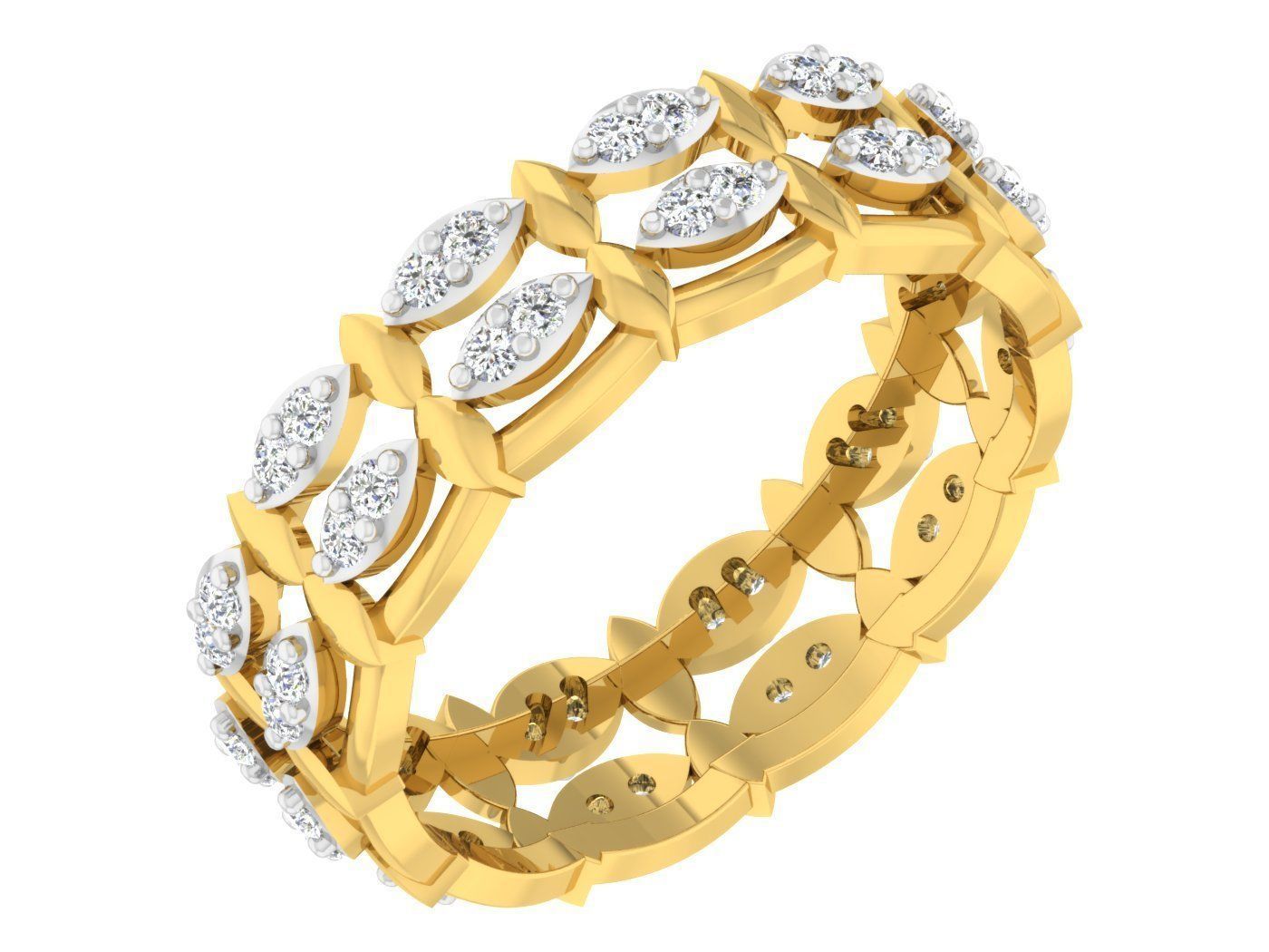Diamond band ring 3dm stl obj gltf glb 3mf renders details 3D print model_2