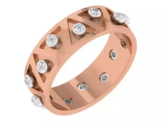Diamond band ring 3dm stl obj gltf glb 3mf renders details