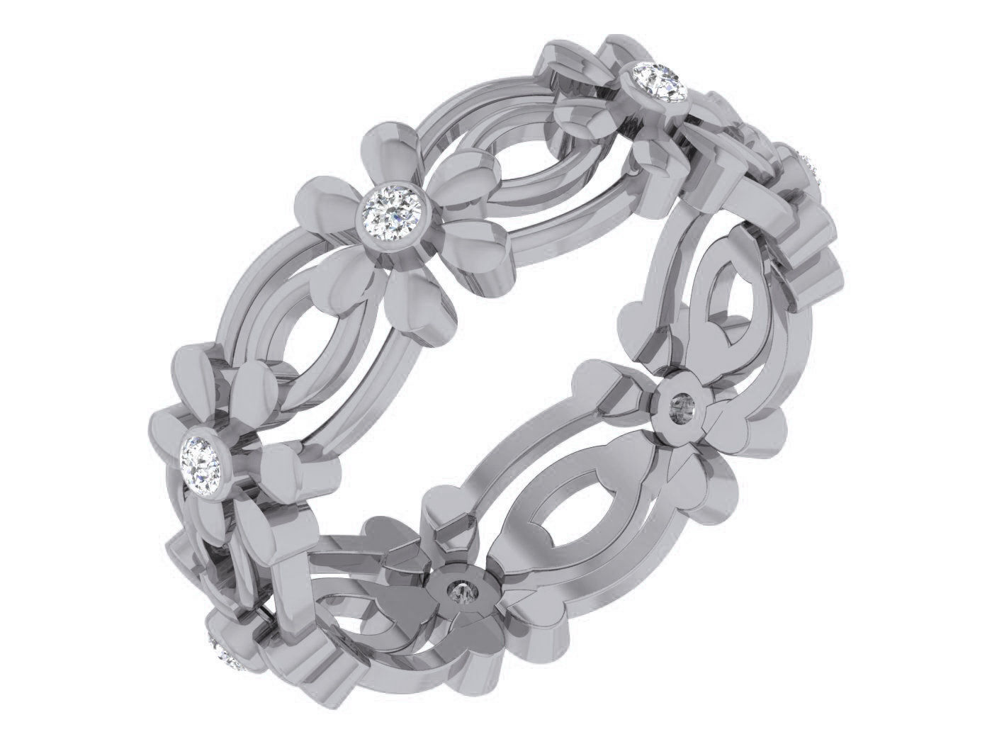 Diamond band ring 3dm stl obj gltf glb 3mf renders details 3D print model_1