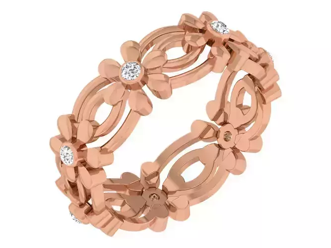 Diamond band ring 3dm stl obj gltf glb 3mf renders details