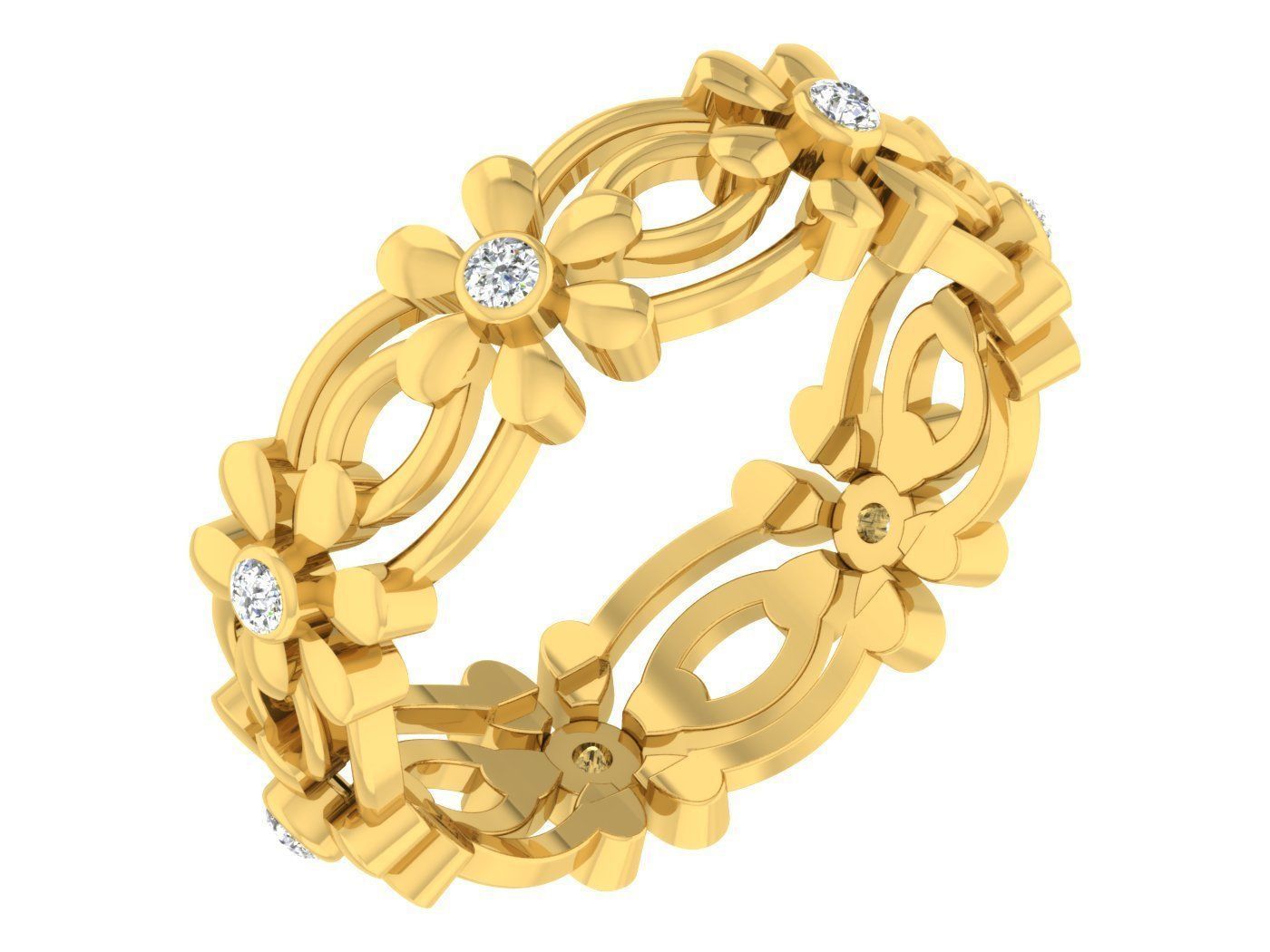 Diamond band ring 3dm stl obj gltf glb 3mf renders details 3D print model_2