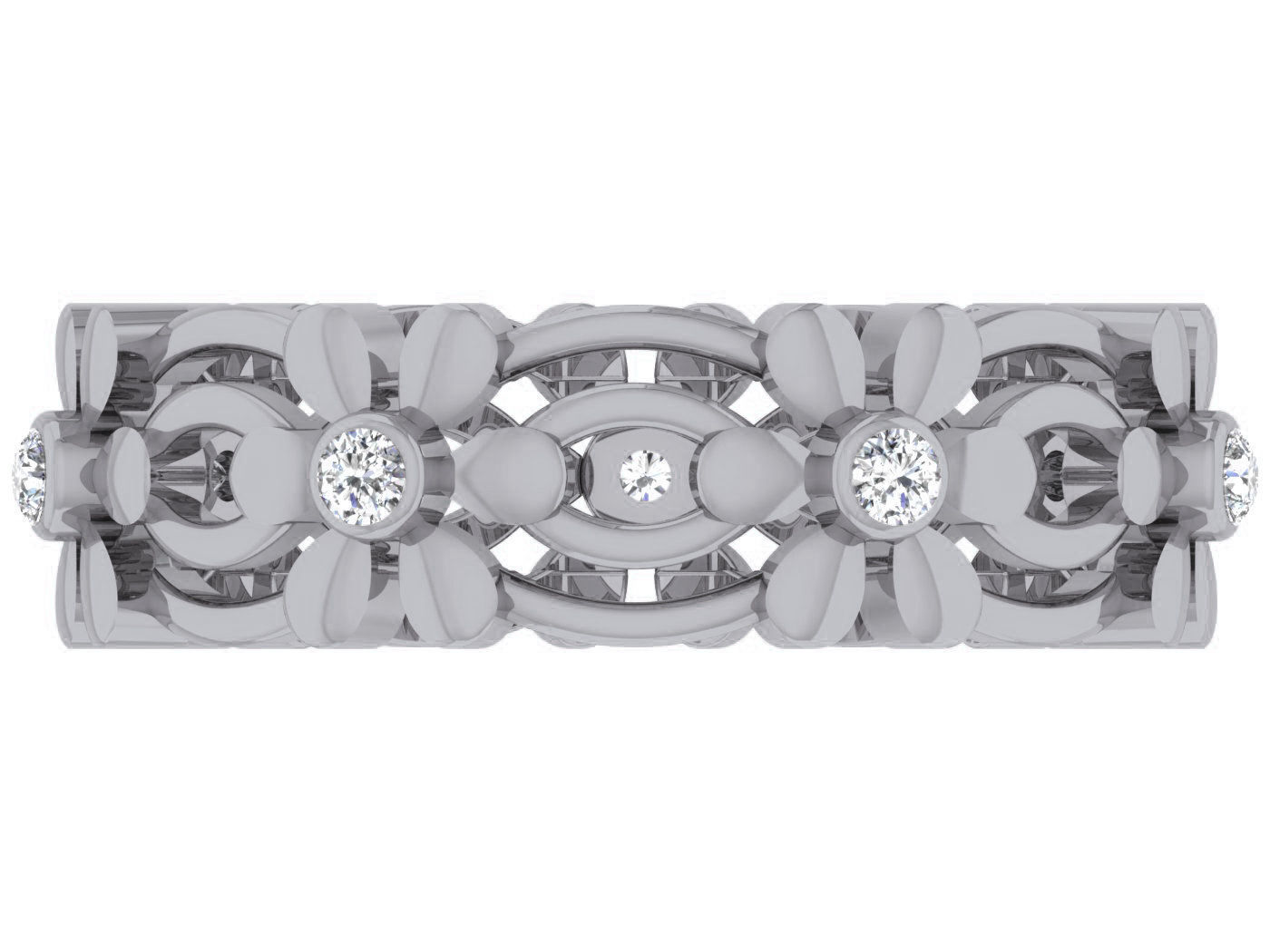 Diamond band ring 3dm stl obj gltf glb 3mf renders details 3D print model_11