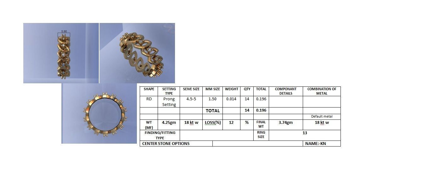 Diamond Link band ring 3dm stl obj gltf glb 3mf renders details 3D print model_3