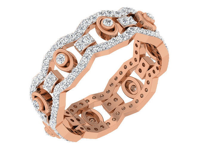 Diamond band ring 3dm stl obj gltf glb 3mf renders details 3D print model
