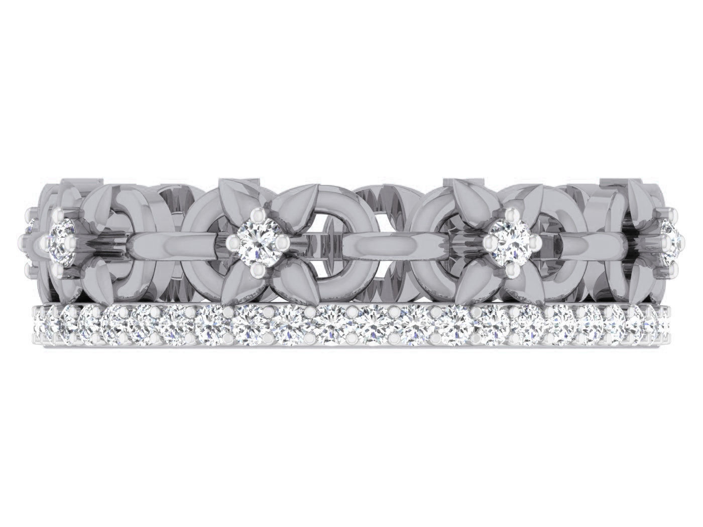 Flower Diamond band ring 3dm stl obj gltf glb 3mf renders 3D print model_11