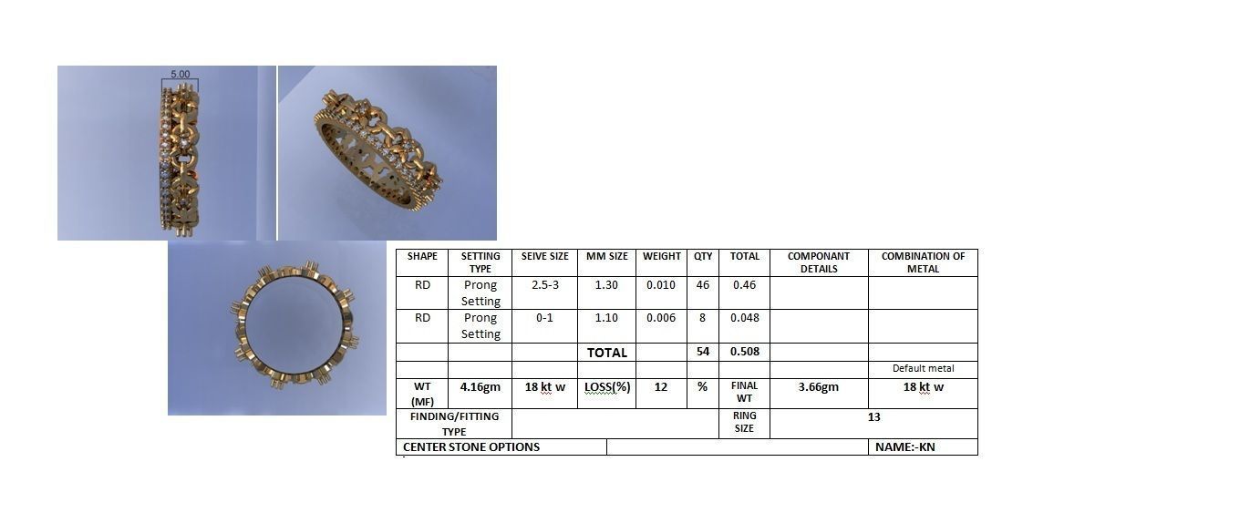 Flower Diamond band ring 3dm stl obj gltf glb 3mf renders 3D print model_3