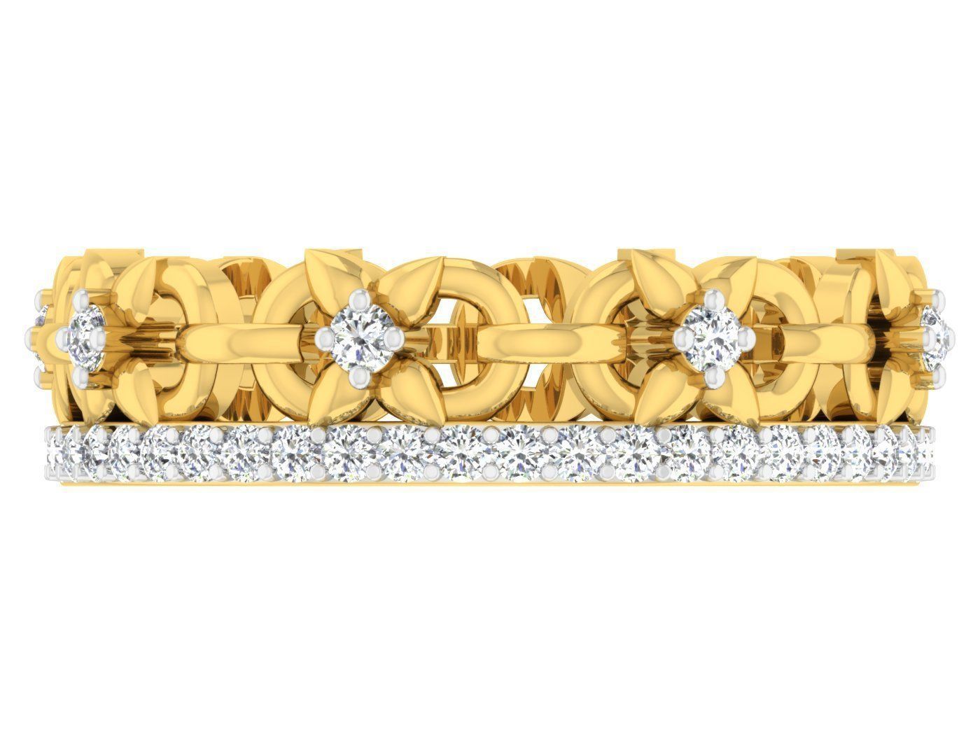 Flower Diamond band ring 3dm stl obj gltf glb 3mf renders 3D print model_10