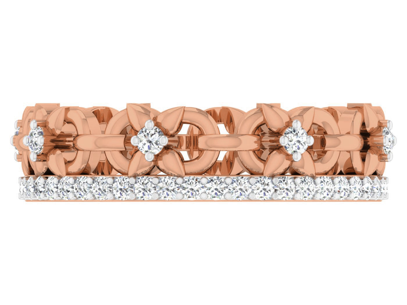 Flower Diamond band ring 3dm stl obj gltf glb 3mf renders 3D print model_12