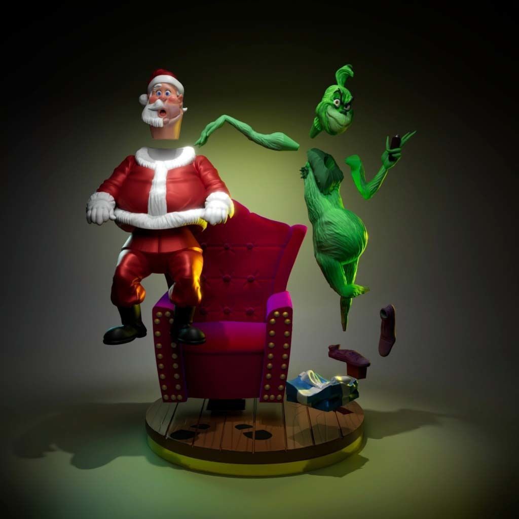 The Grinch and Santa Claus 3D print model_5