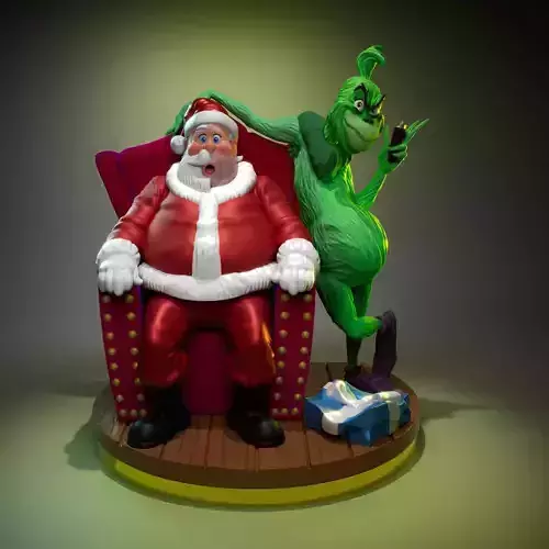 The Grinch and Santa Claus 3D print model The Grinch and Santa Claus 3D print model
