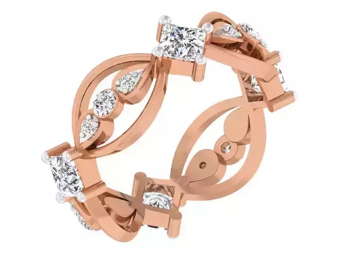 Diamond band ring 3dm stl obj gltf glb 3mf renders details 3D print model