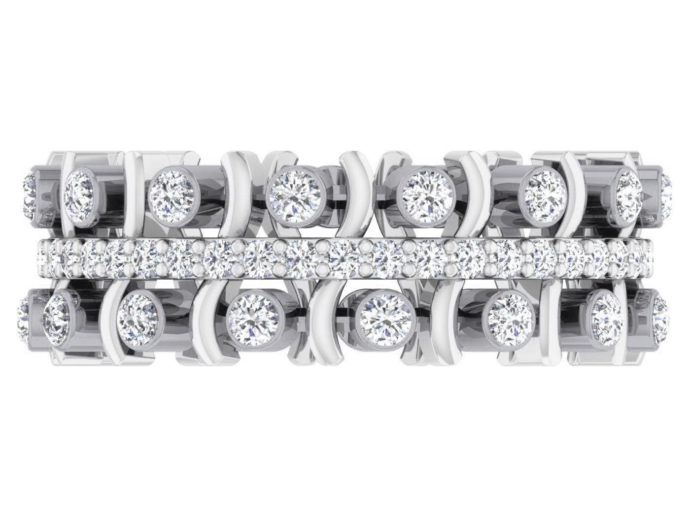 Diamond band ring 3dm stl obj gltf glb 3mf renders details 3D print model_11