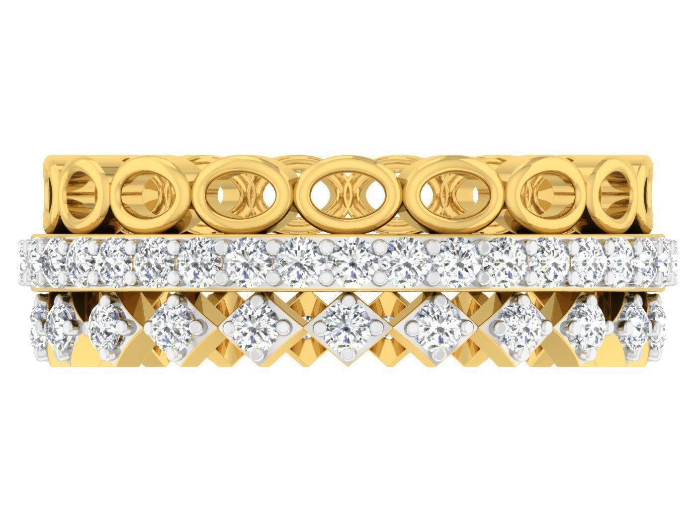 Diamond band ring 3dm stl obj gltf glb 3mf renders details 3D print model_12