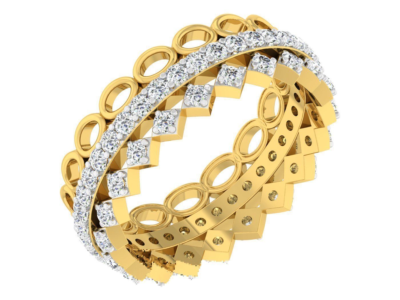 Diamond band ring 3dm stl obj gltf glb 3mf renders details 3D print model_2