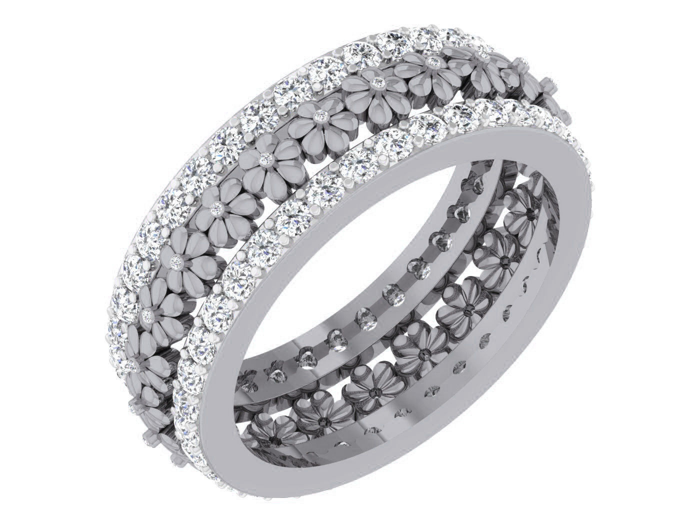 Diamond band ring 3dm stl obj gltf glb 3mf renders details 3D print model_2