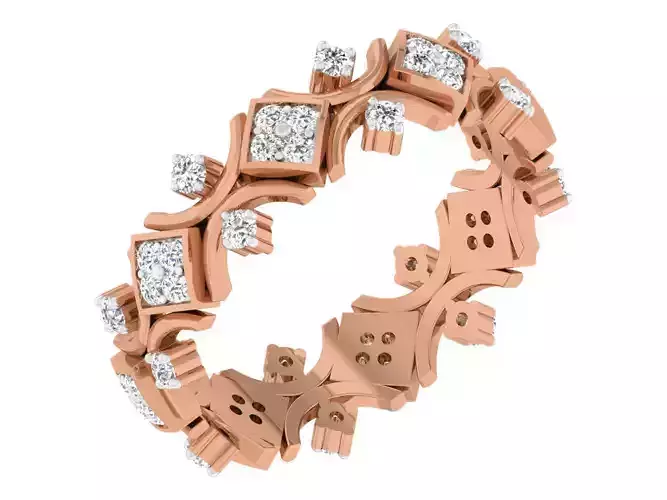 Diamond band ring 3dm stl obj gltf glb 3mf renders details