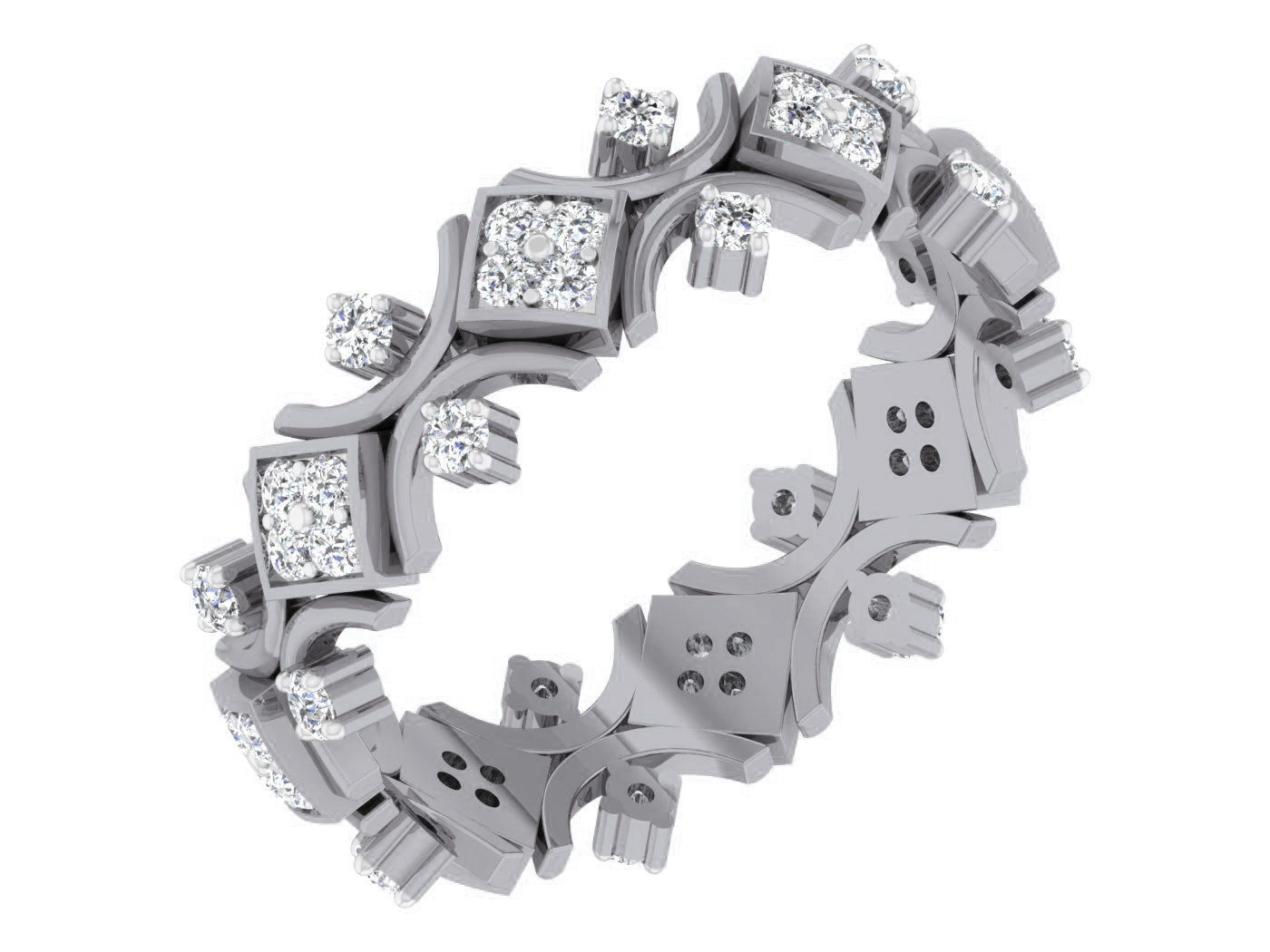 Diamond band ring 3dm stl obj gltf glb 3mf renders details 3D print model_2