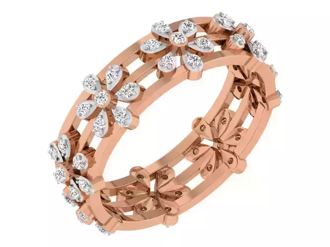 Diamond band ring 3dm stl obj gltf glb 3mf renders details