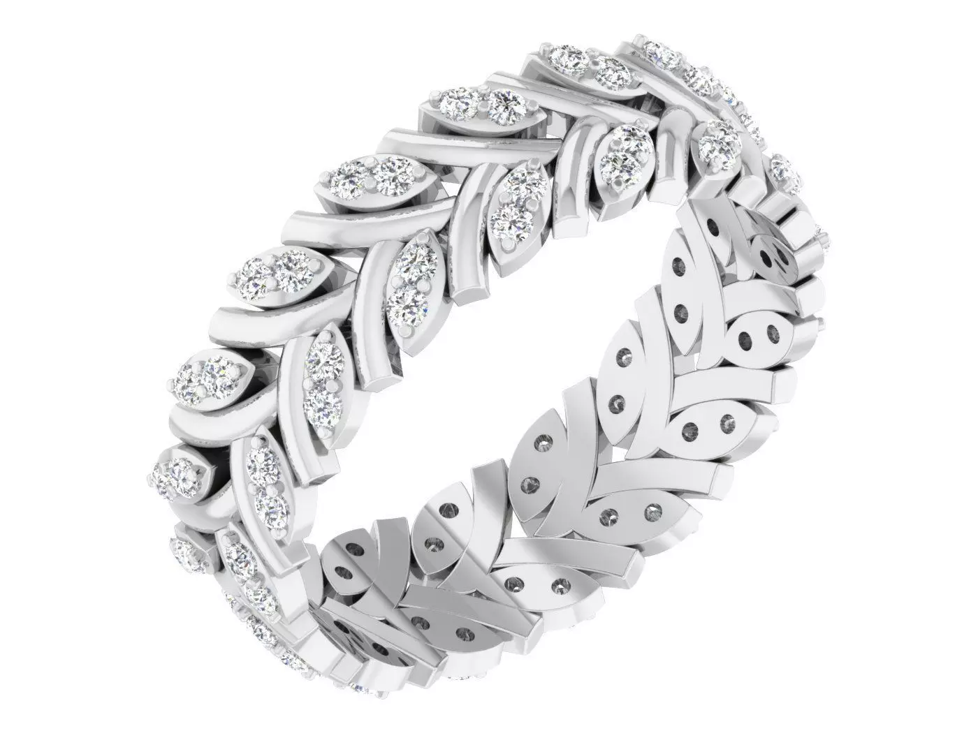 Diamond band ring 3dm stl obj gltf glb 3mf renders details 3D print model_0