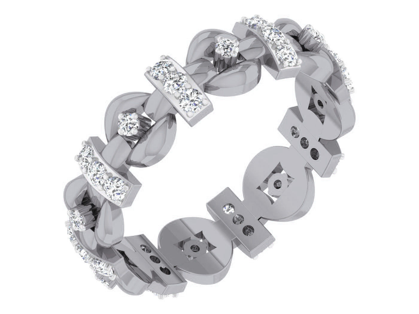 Diamond band ring 3dm stl obj gltf glb 3mf renders details 3D print model_2