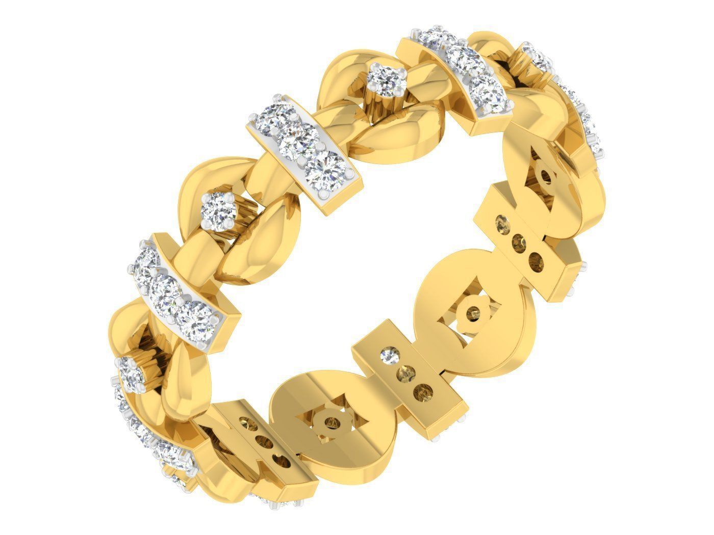 Diamond band ring 3dm stl obj gltf glb 3mf renders details 3D print model_1