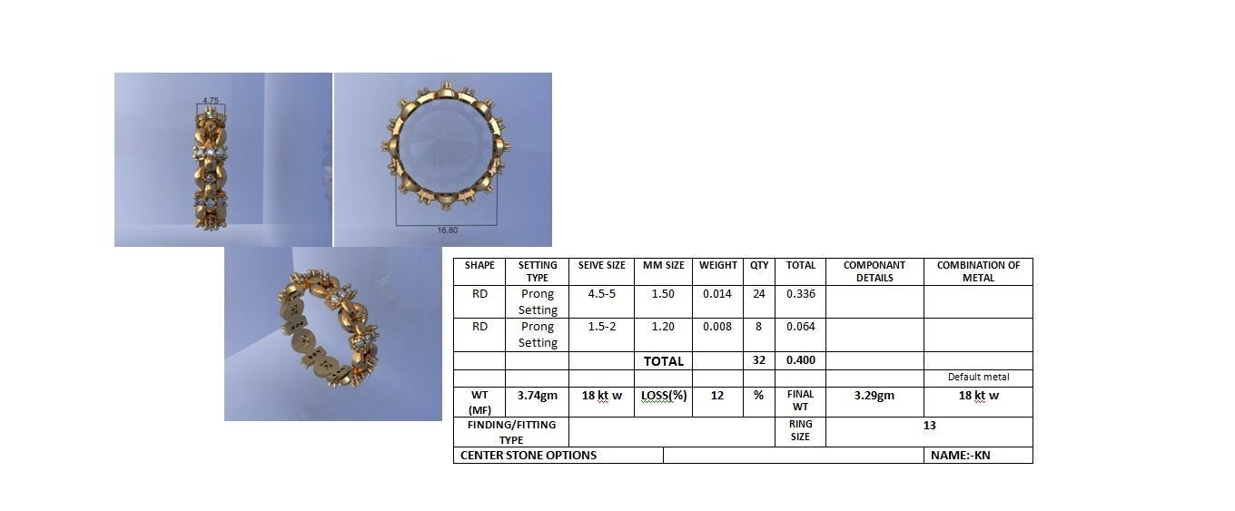 Diamond band ring 3dm stl obj gltf glb 3mf renders details 3D print model_3