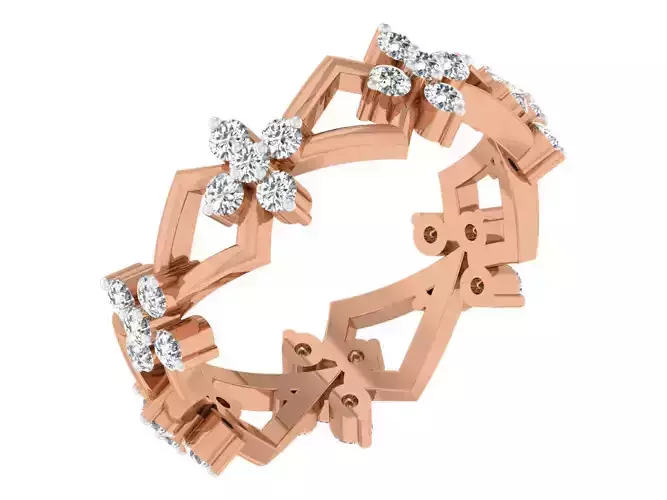 Diamond band ring 3dm stl obj gltf glb 3mf renders details 3D print model