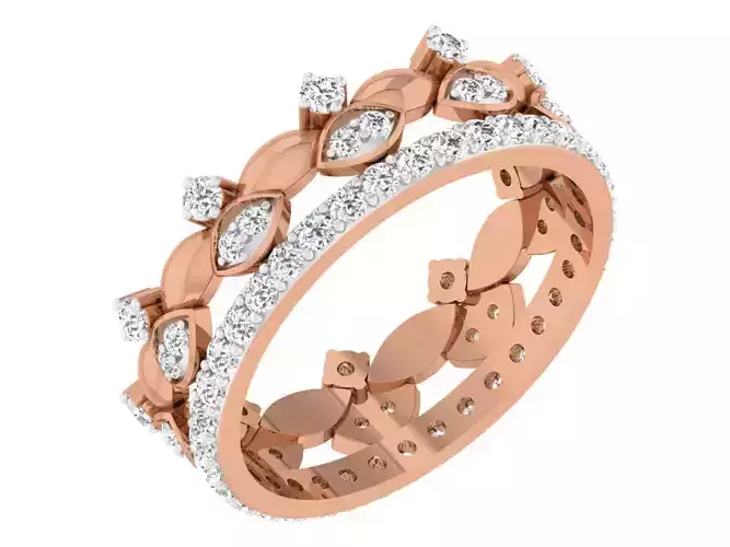 Diamond band ring 3dm stl obj gltf glb 3mf renders details