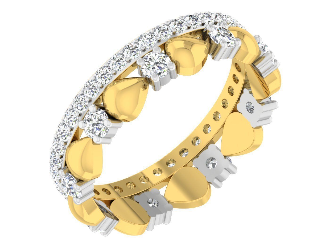 Diamond band ring 3dm stl obj gltf glb 3mf renders details 3D print model_2