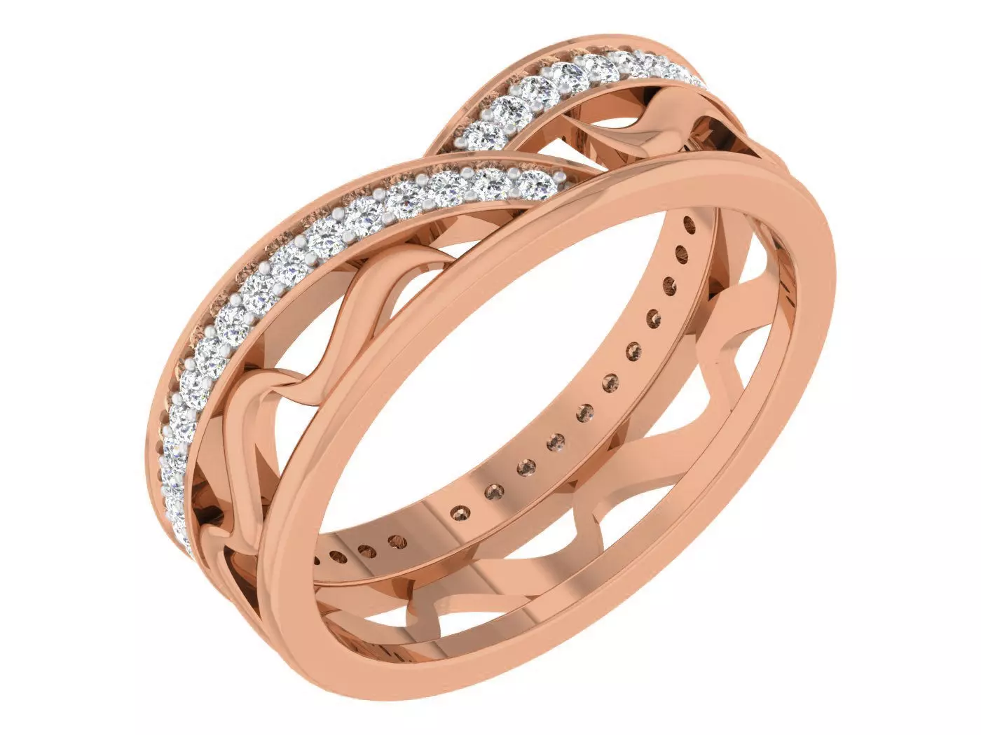 Diamond band ring 3dm stl obj gltf glb 3mf renders details 3D print model_0