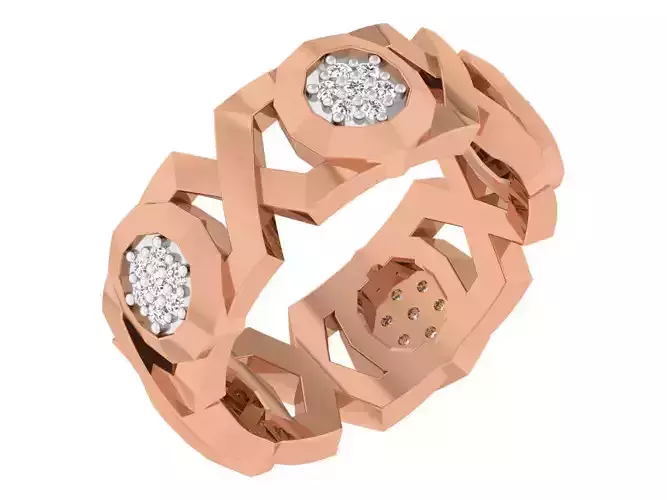Diamond band ring 3dm stl obj gltf glb 3mf renders details