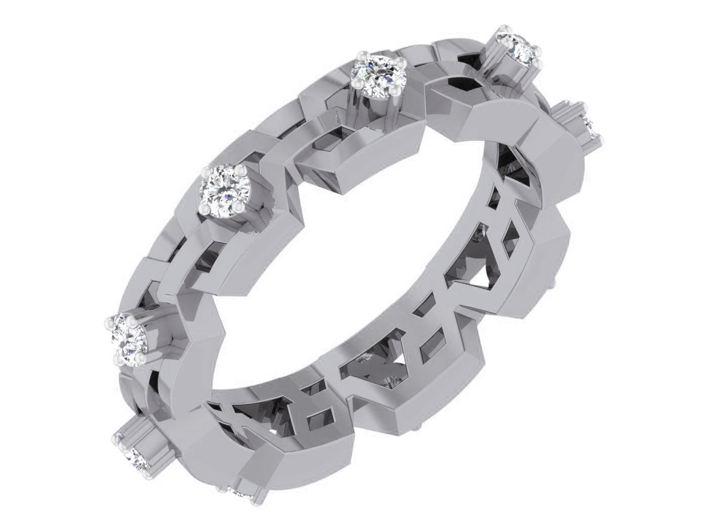 Diamond band ring 3dm stl obj gltf glb 3mf renders details 3D print model_1