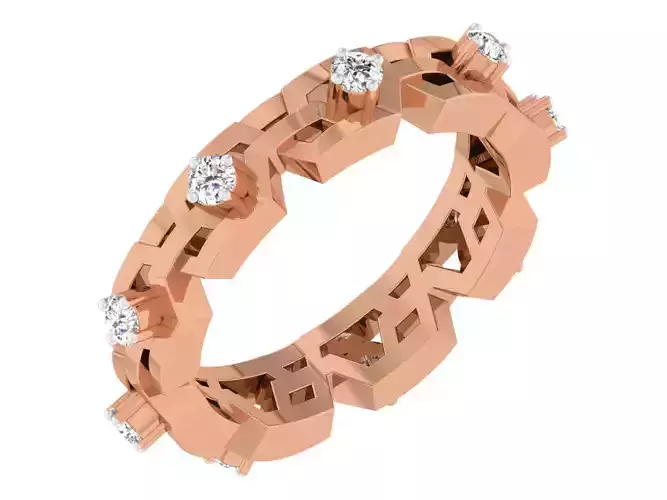 Diamond band ring 3dm stl obj gltf glb 3mf renders details