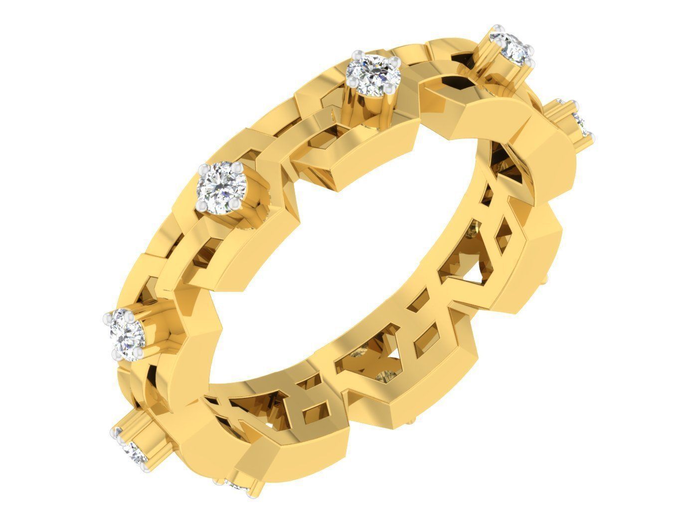 Diamond band ring 3dm stl obj gltf glb 3mf renders details 3D print model_2