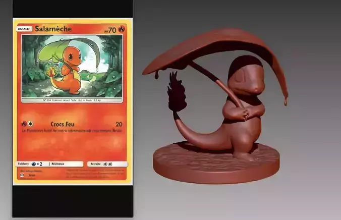 Charmander in rain Pokemon OBJ STL