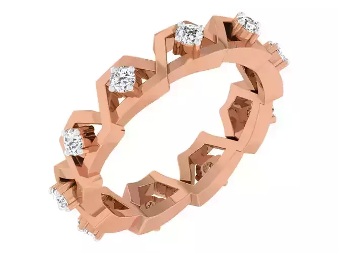 Diamond band ring 3dm stl obj gltf glb 3mf renders details