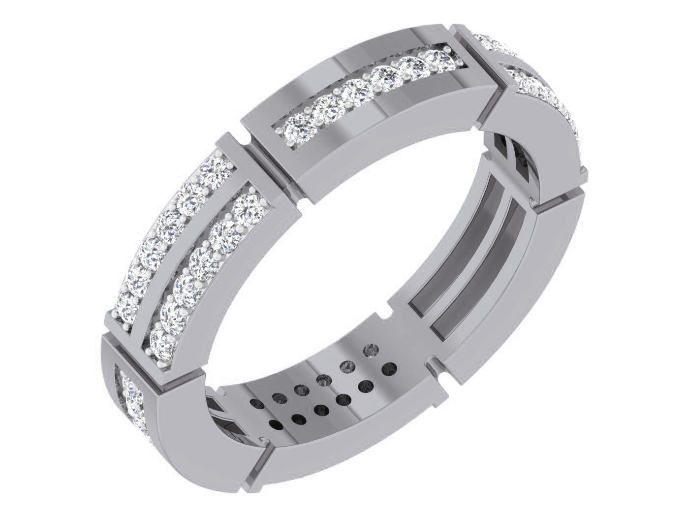 Diamond band ring 3dm stl obj gltf glb 3mf renders details 3D print model_1