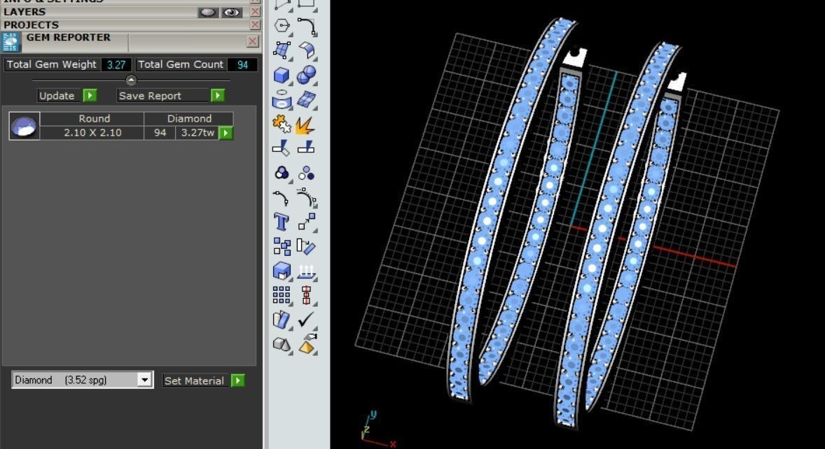 Oval Shape Earings with stones 3D print model_2