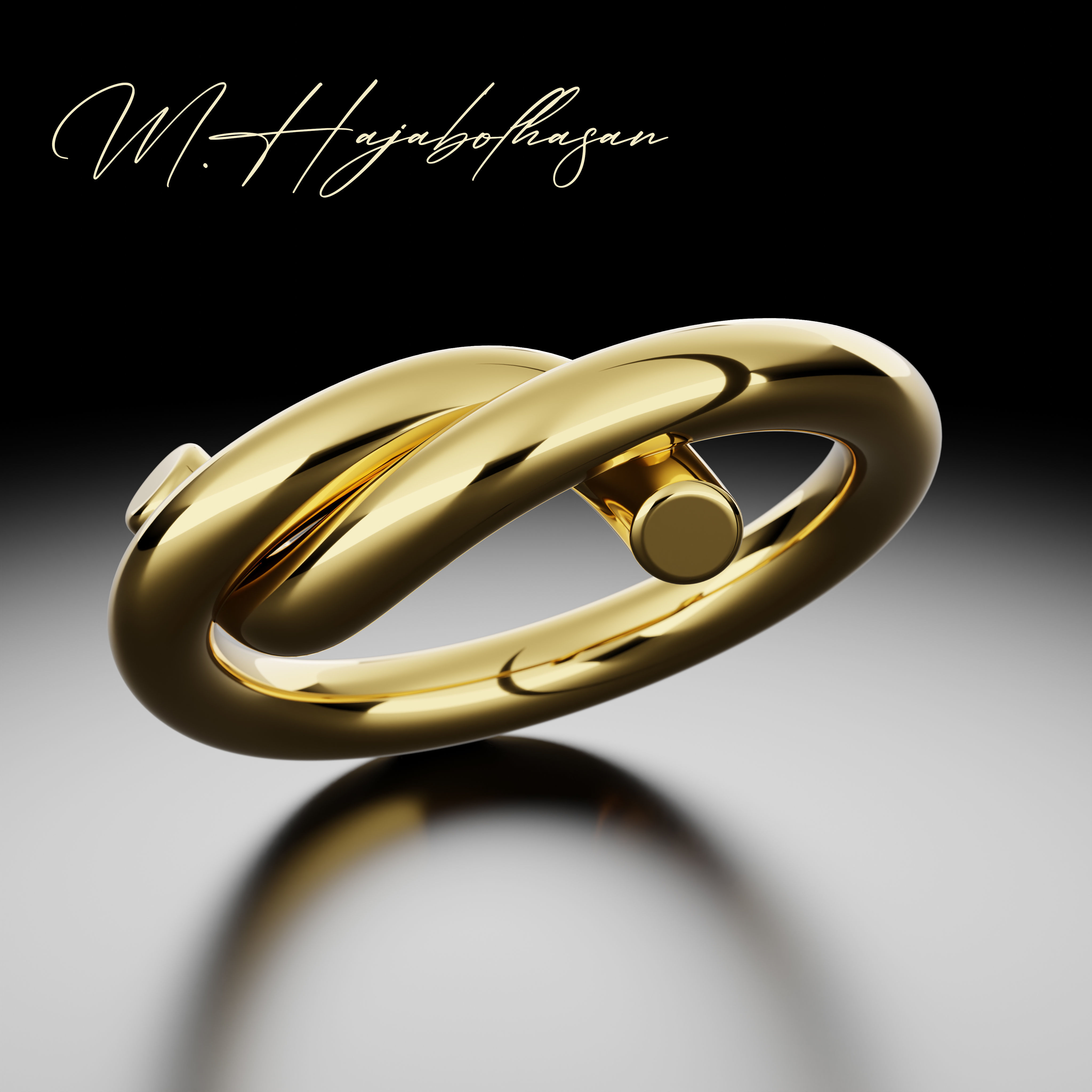 Gold ring 3D print model_3