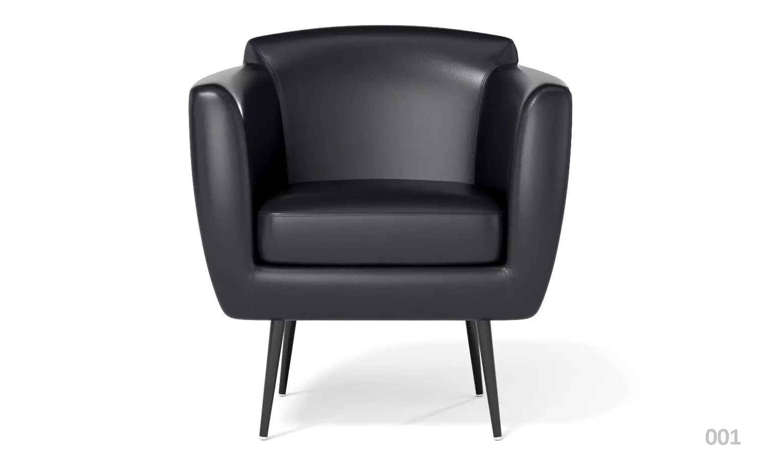 Armchair Contemporary black leather Low-poly 3D model_0
